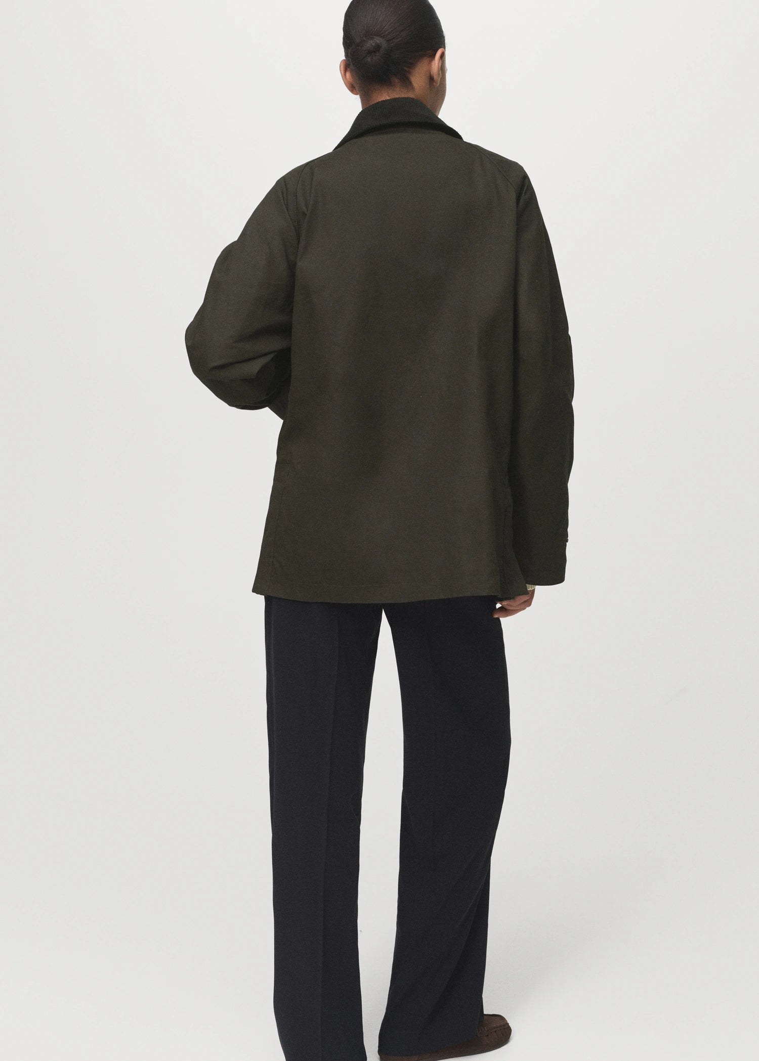 Cotton Parka With Corduroy Collar