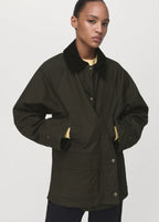 Cotton Parka With Corduroy Collar