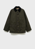 Cotton Parka With Corduroy Collar