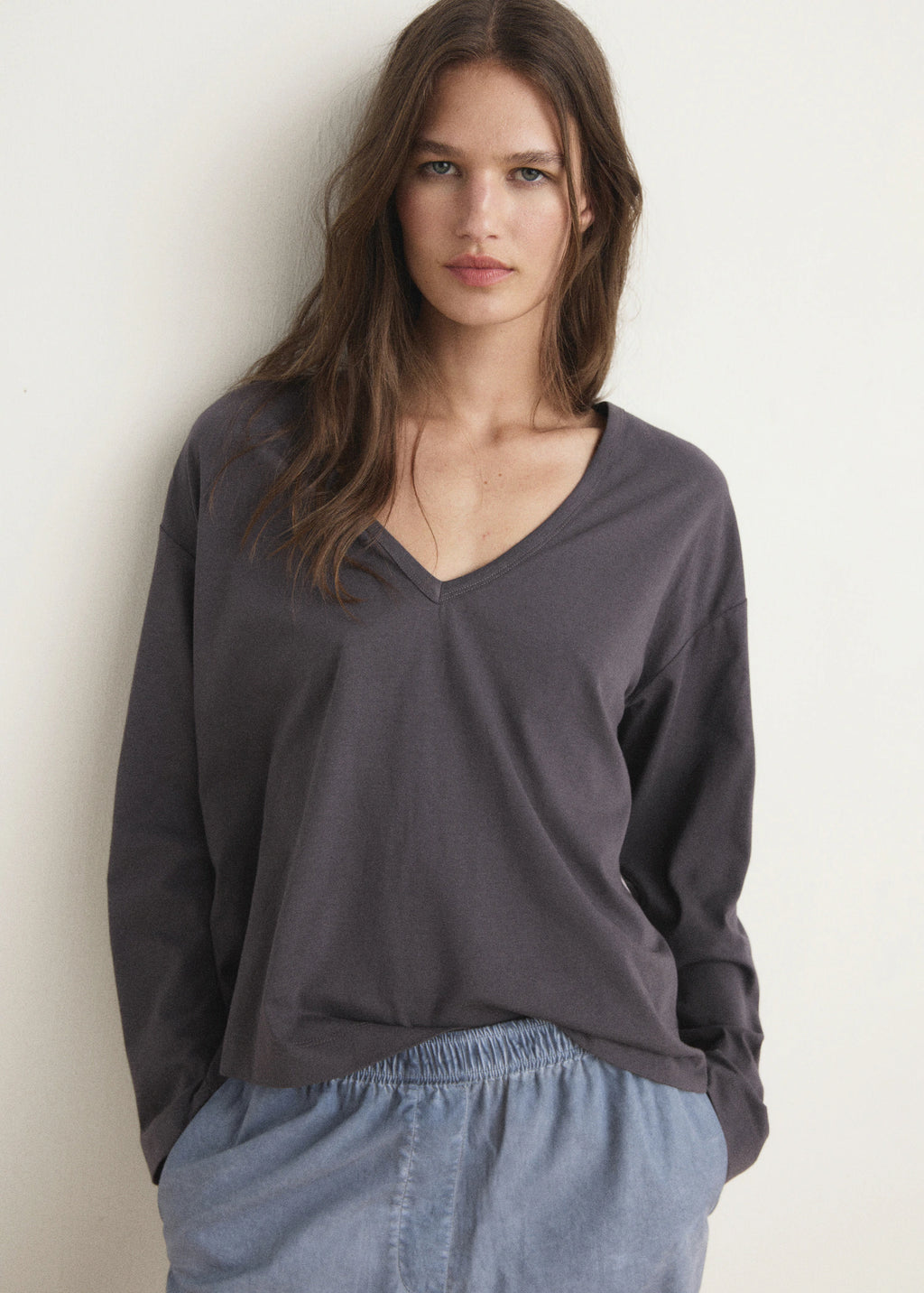 Cotton Pyjama T Shirt With Sleeve Detail