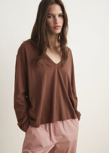 Cotton Pyjama T Shirt With Sleeve Detail