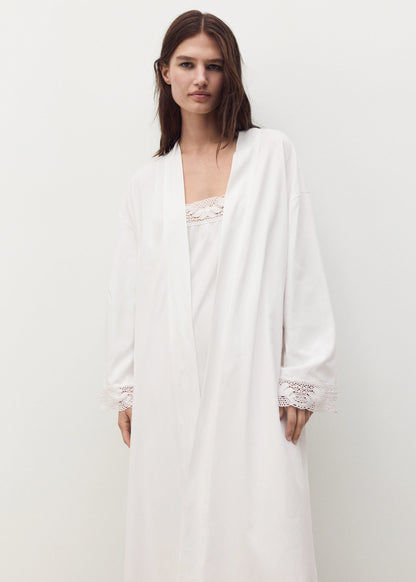 Cotton Robe With Lace