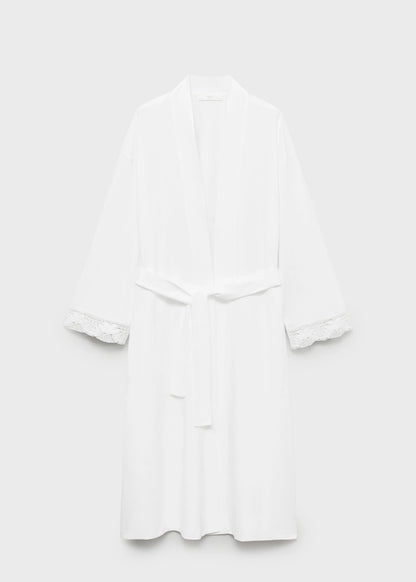 Cotton Robe With Lace