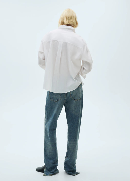 Cotton Shirt With Decorative Button