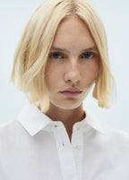 Cotton Shirt With Decorative Button