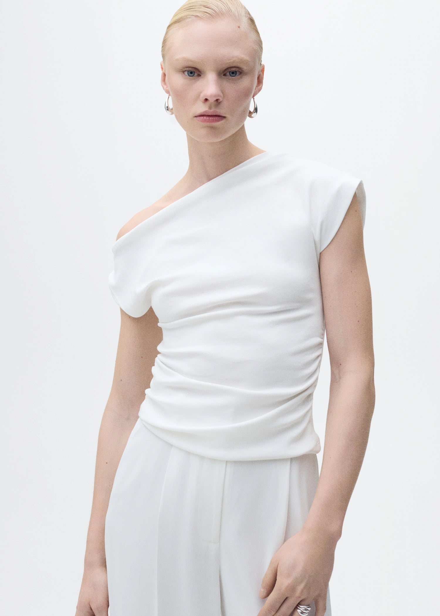 Cotton Top With Asymmetrical Neckline