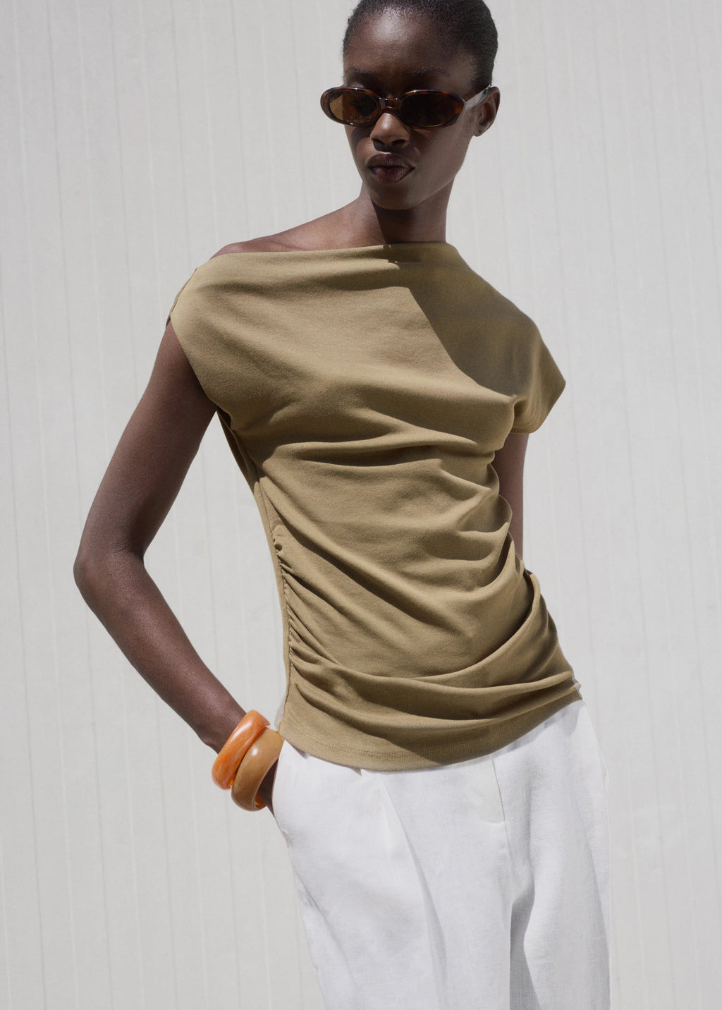 Cotton Top With Asymmetrical Neckline