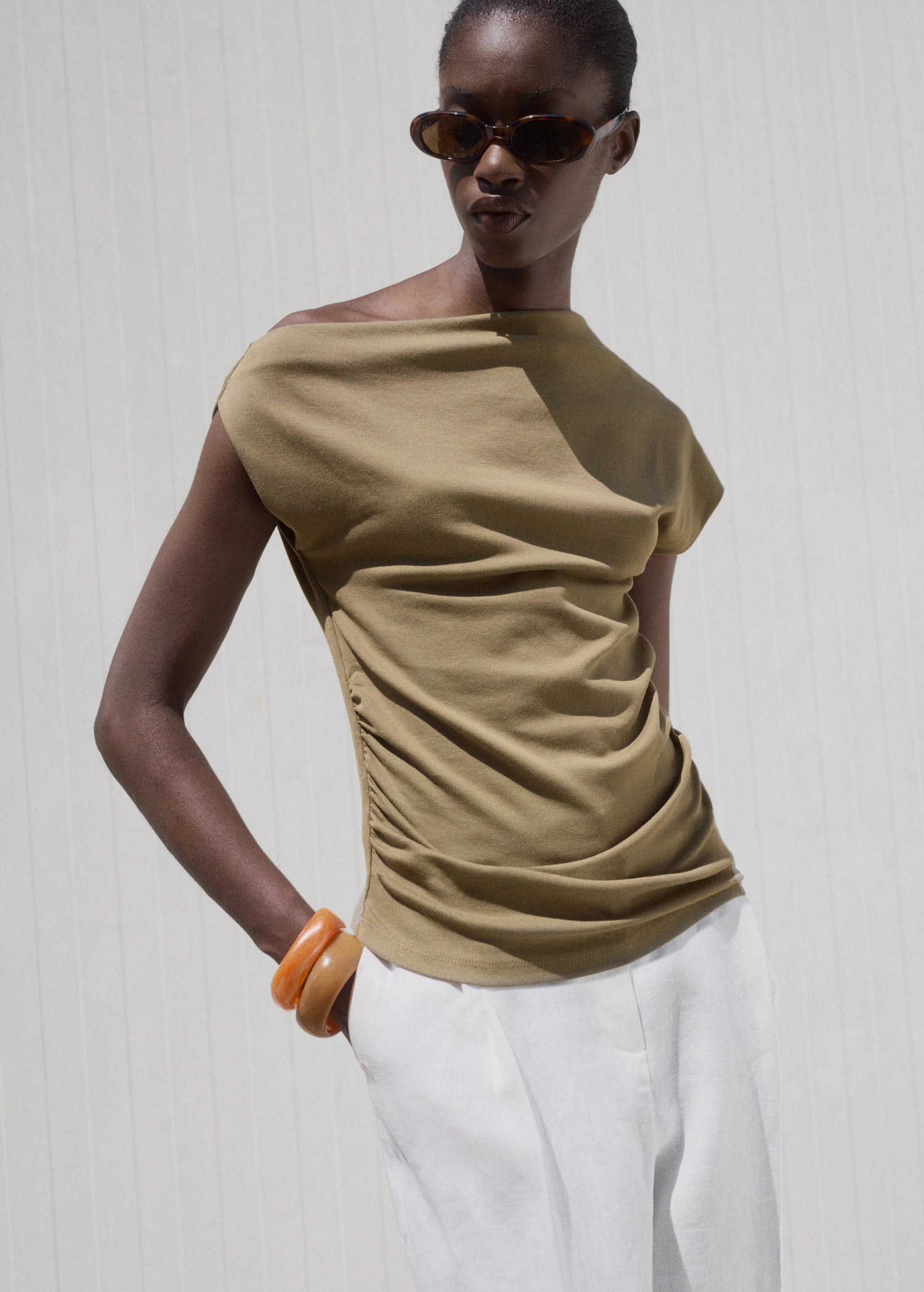Cotton Top With Asymmetrical Neckline