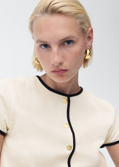 Cotton T Shirt With Contrasting Trim