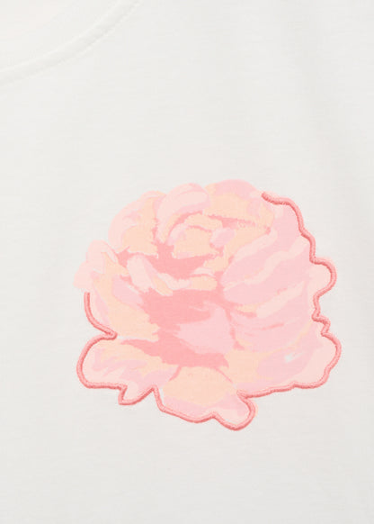 Cotton T Shirt With Flower Detail