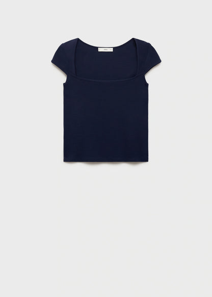 Cotton T Shirt With Low Neckline