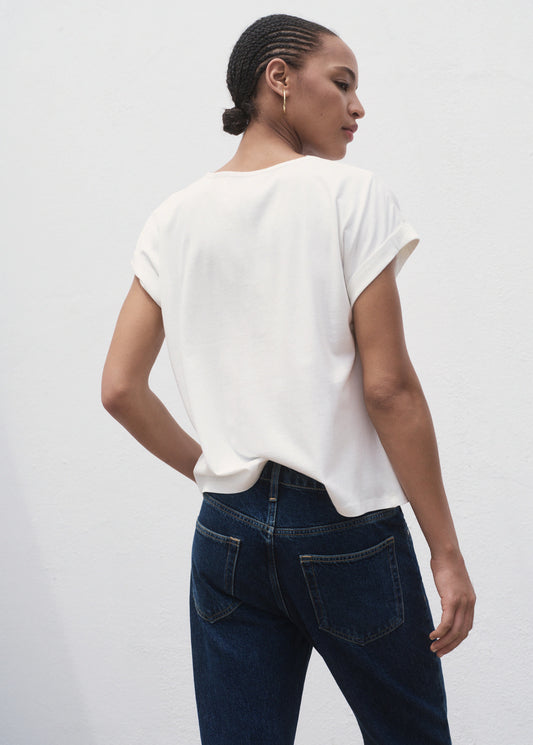 Cotton T Shirt With Openwork Detail