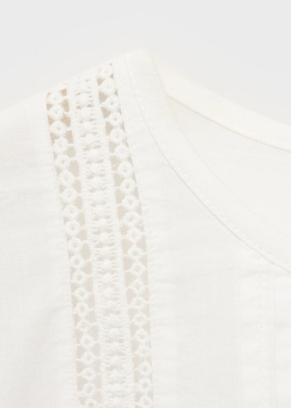 Cotton T Shirt With Openwork Detail