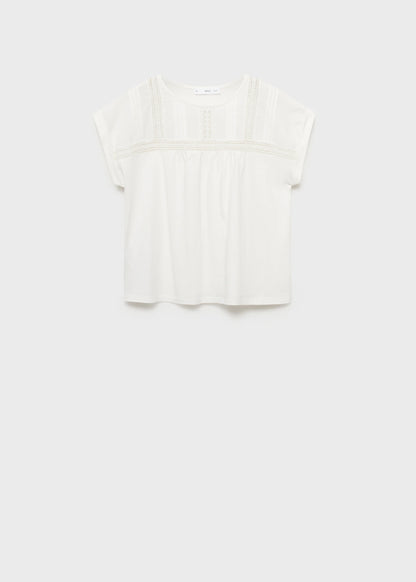 Cotton T Shirt With Openwork Detail