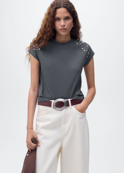 Cotton T Shirt With Studs