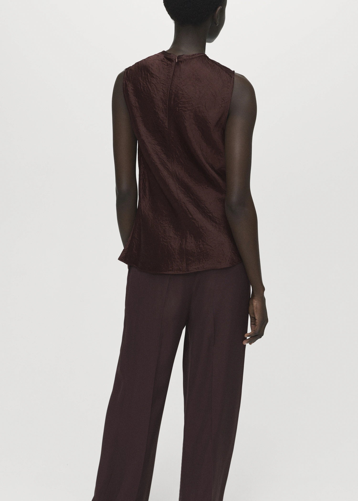 Crinkled Effect Satin Blouse