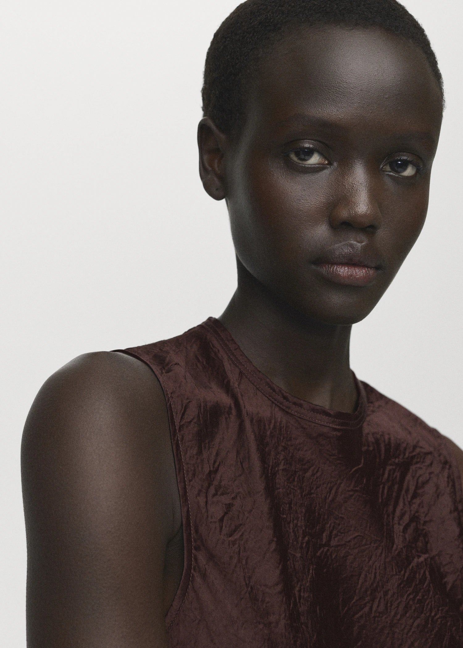 Crinkled Effect Satin Blouse