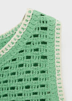 Crochet Top With Floral Finishes