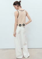 Crochet Top With Floral Finishes