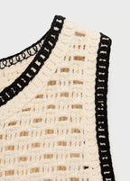 Crochet Top With Floral Finishes