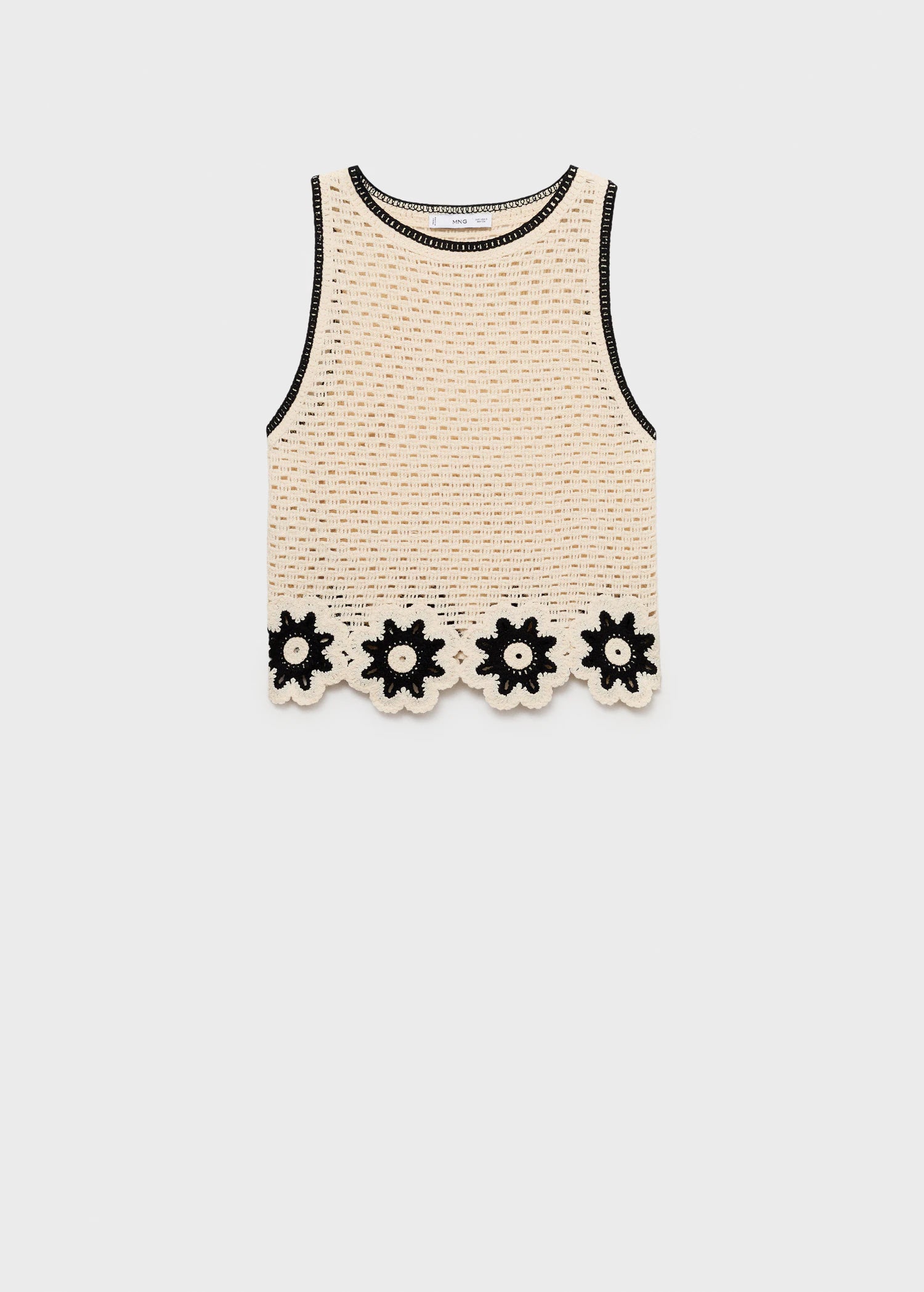 Crochet Top With Floral Finishes