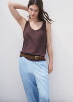 Cropped Linen Blend Trousers