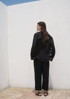 Cropped Linen Blend Trousers