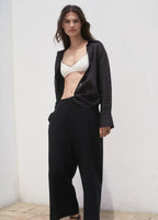 Cropped Linen Blend Trousers