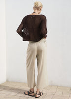 Cropped Linen Blend Trousers