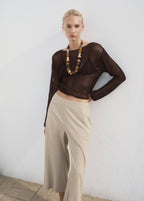 Cropped Linen Blend Trousers