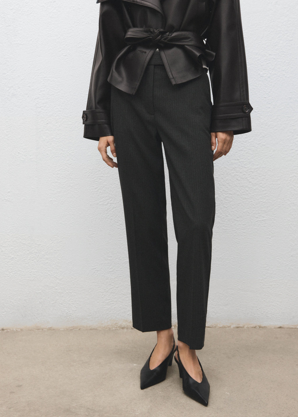 Cropped Tailored Pinstripe Trousers