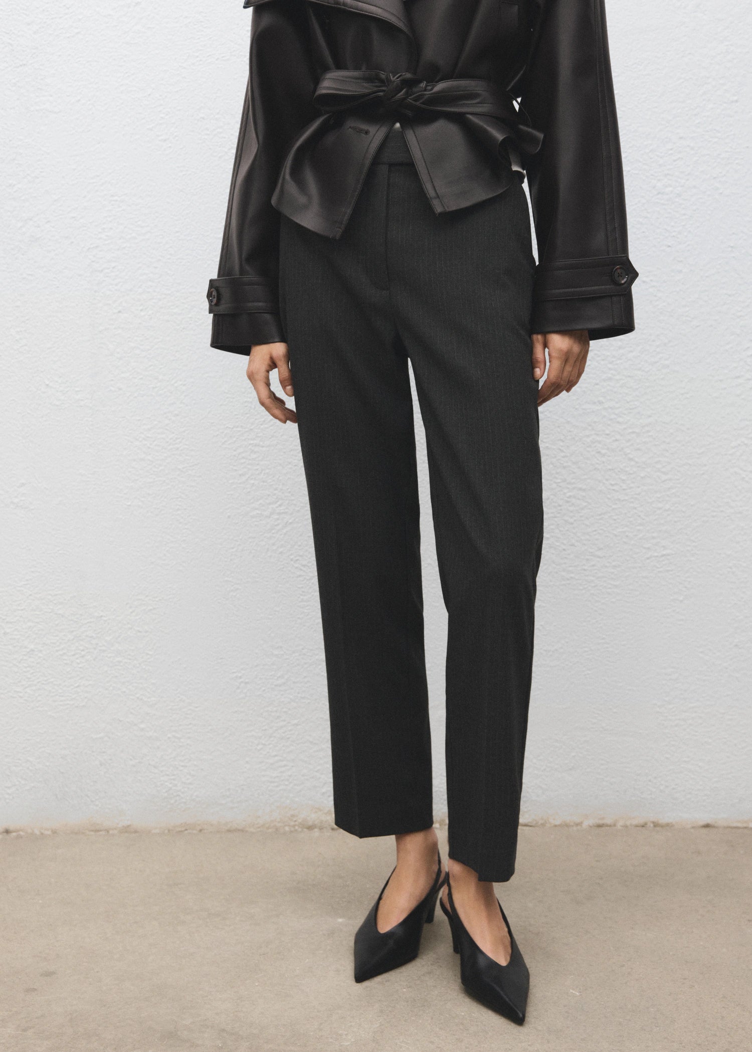 Cropped Tailored Pinstripe Trousers