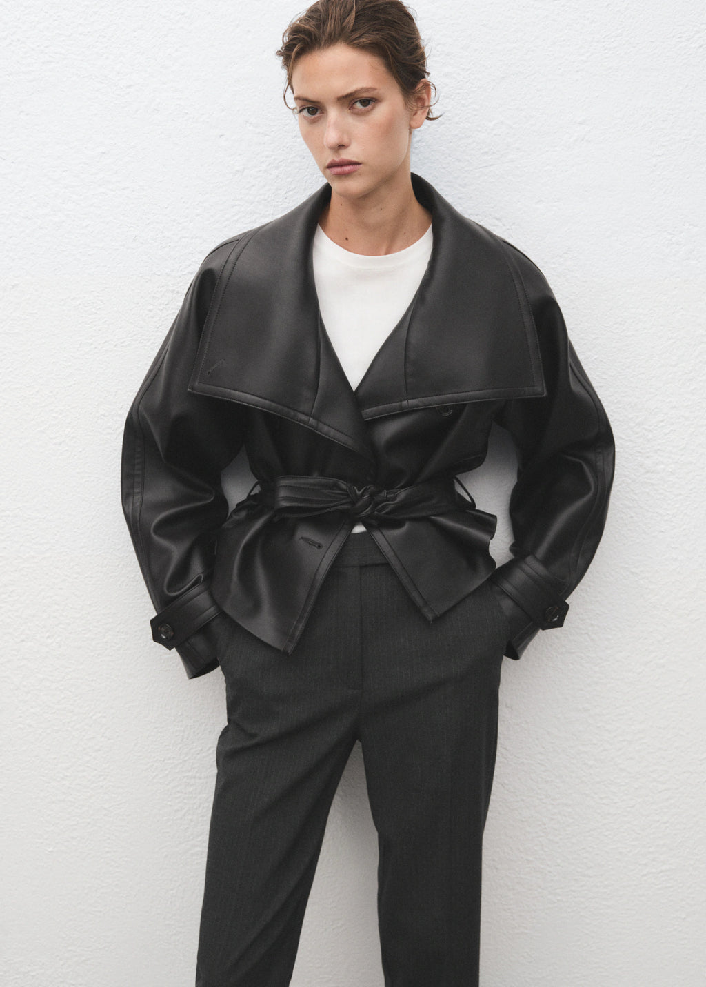 Cropped Tailored Pinstripe Trousers