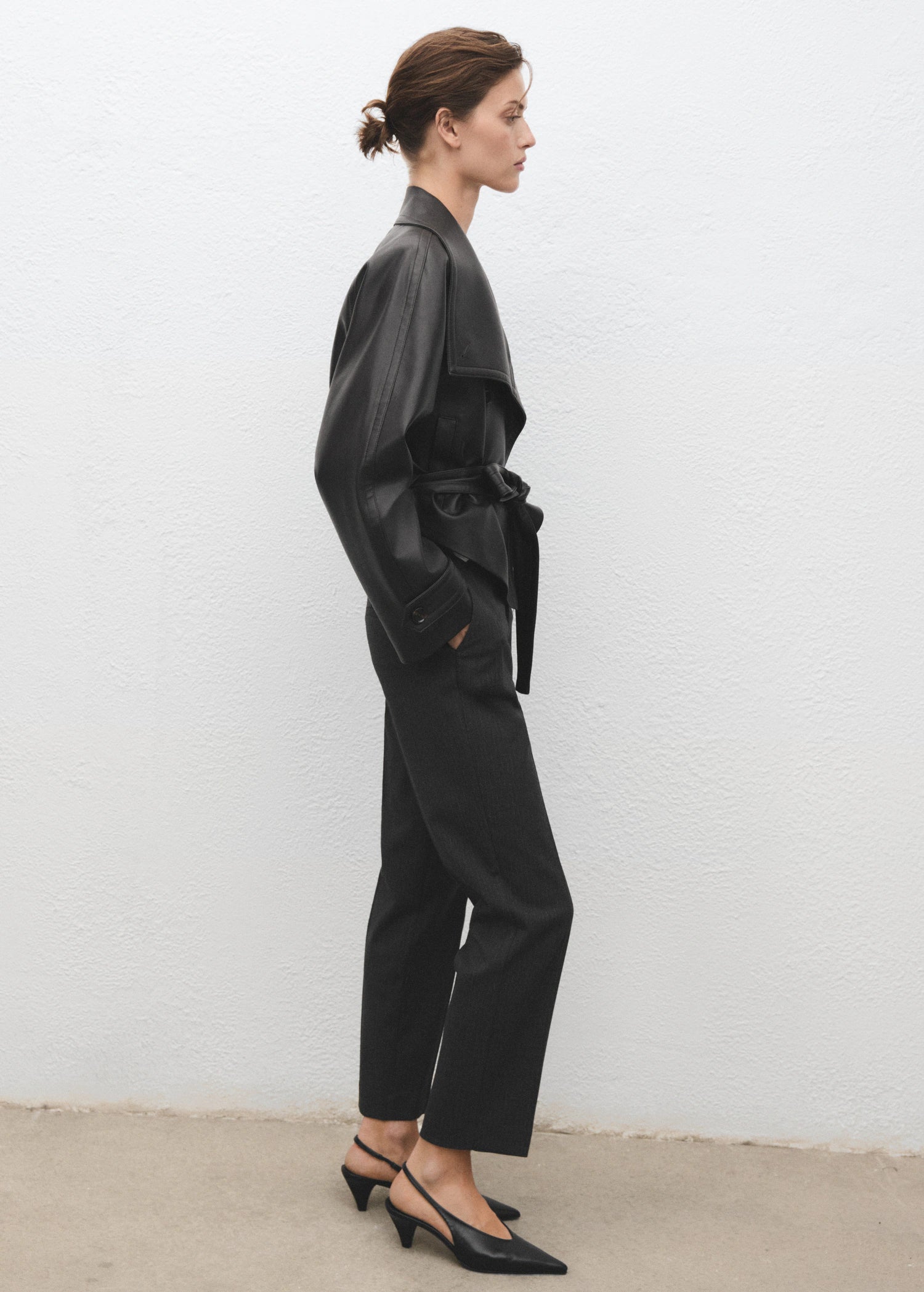 Cropped Tailored Pinstripe Trousers