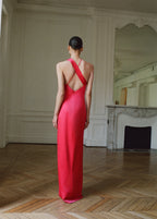 Cross Neckline Slit Dress