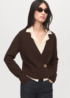 Cross Over Cardigan With Jewel Button