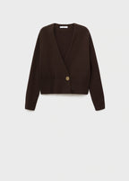 Cross Over Cardigan With Jewel Button