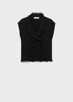 Crossover Top With Frayed Trim