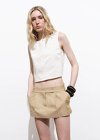 Denim Crop Top With Buckle Closure