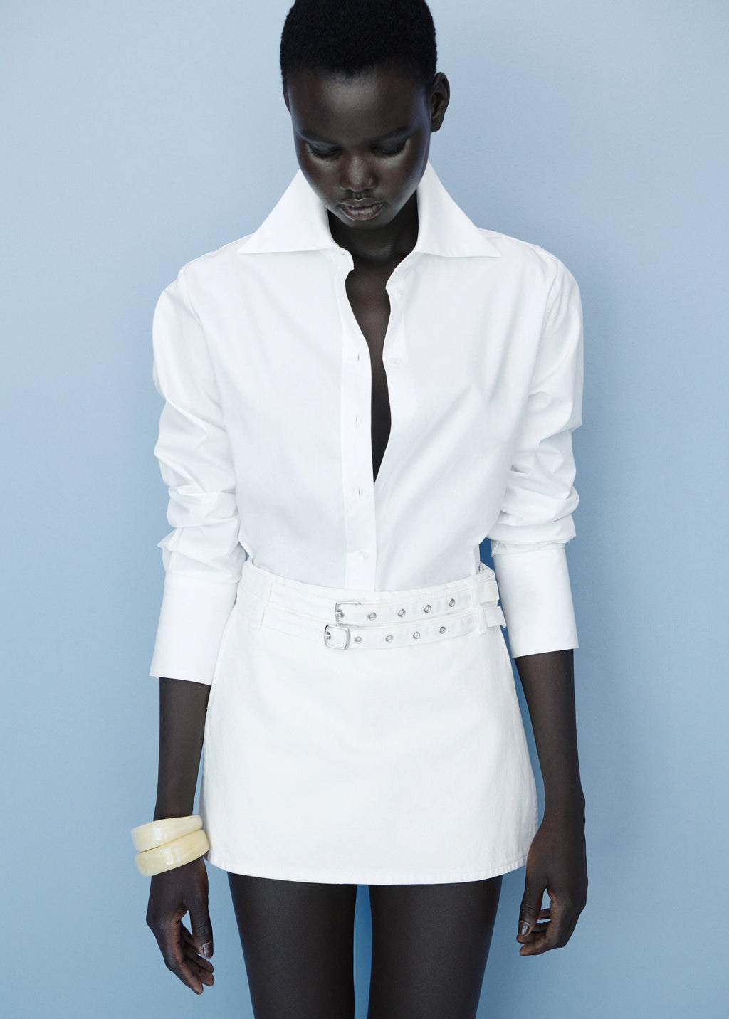 Denim Culottes With Double Belt