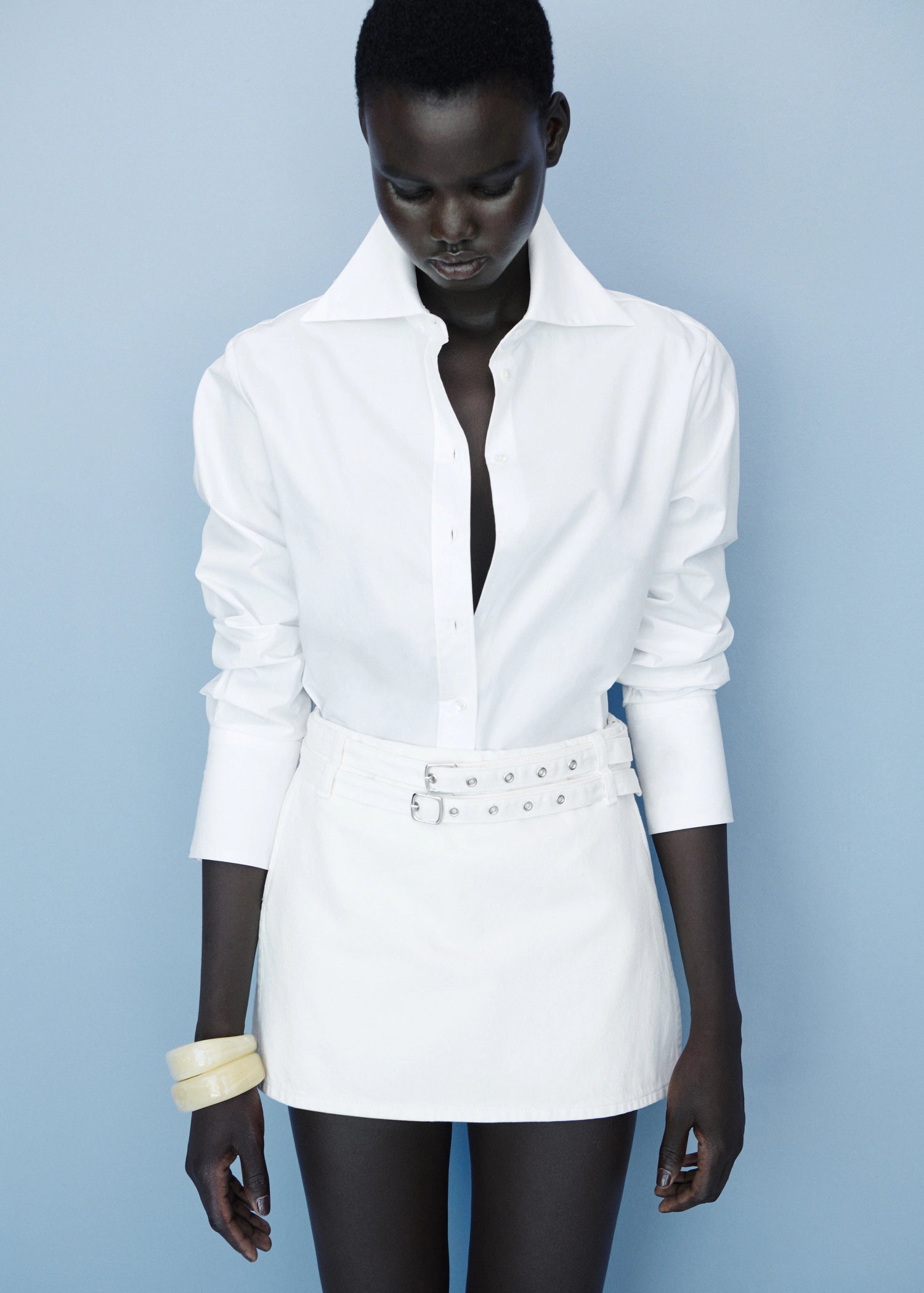 Denim Culottes With Double Belt