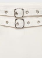 Denim Culottes With Double Belt