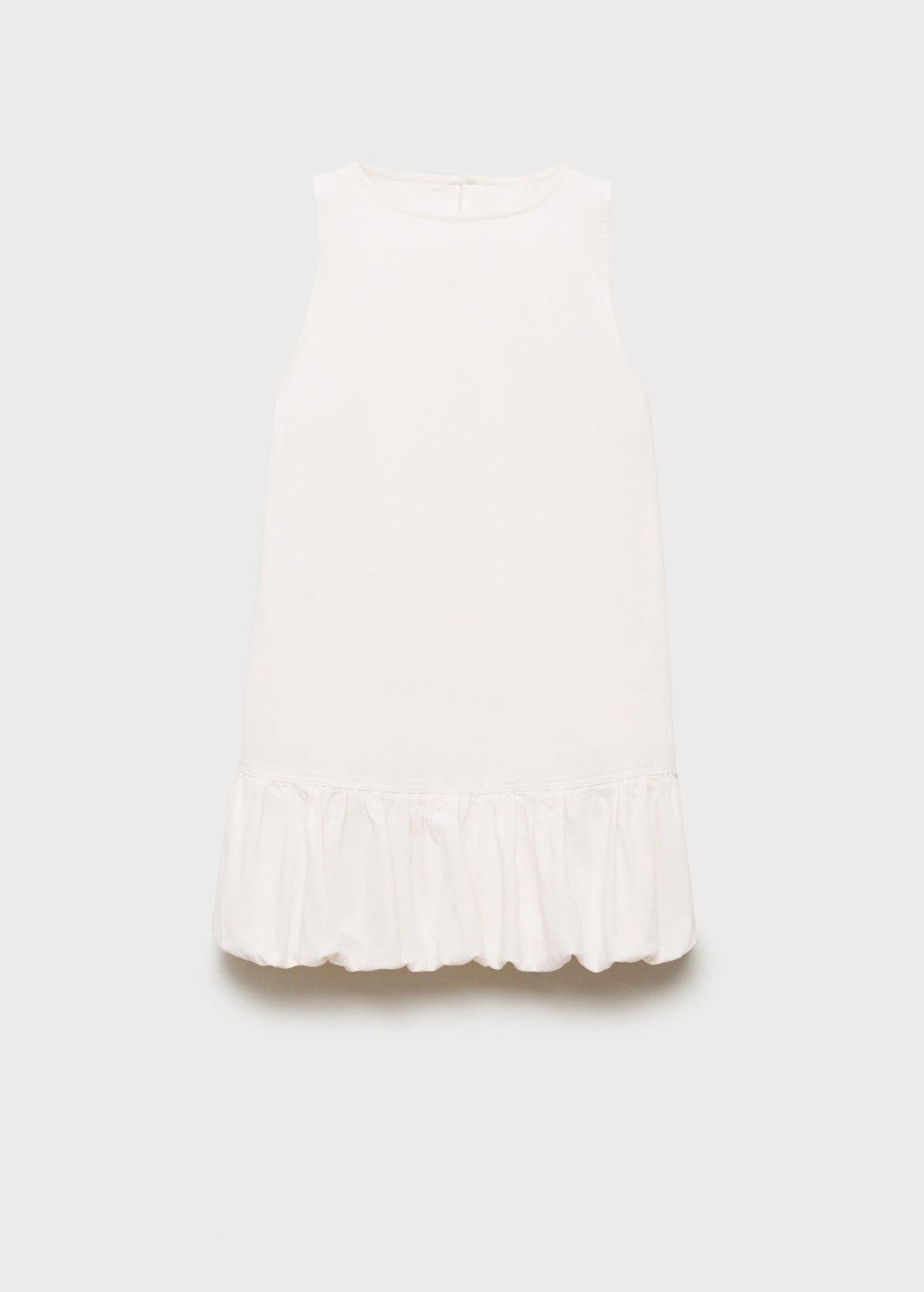 Denim Dress With Puffed Hem