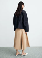 Denim Jacket With Leather Effect Collar