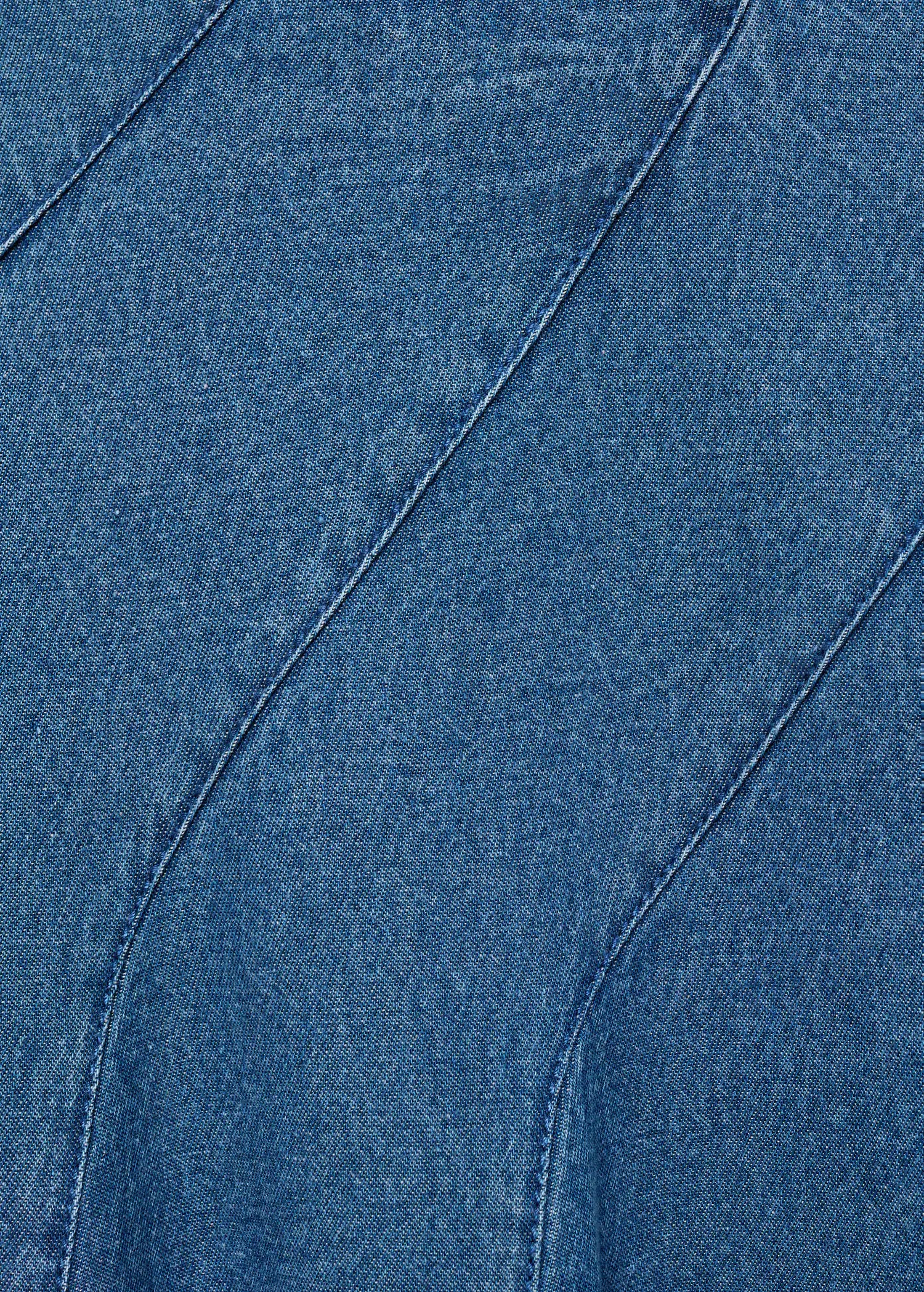 Denim Midi Skirt With Stitching