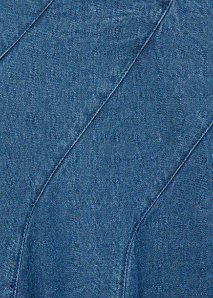 Denim Midi Skirt With Stitching