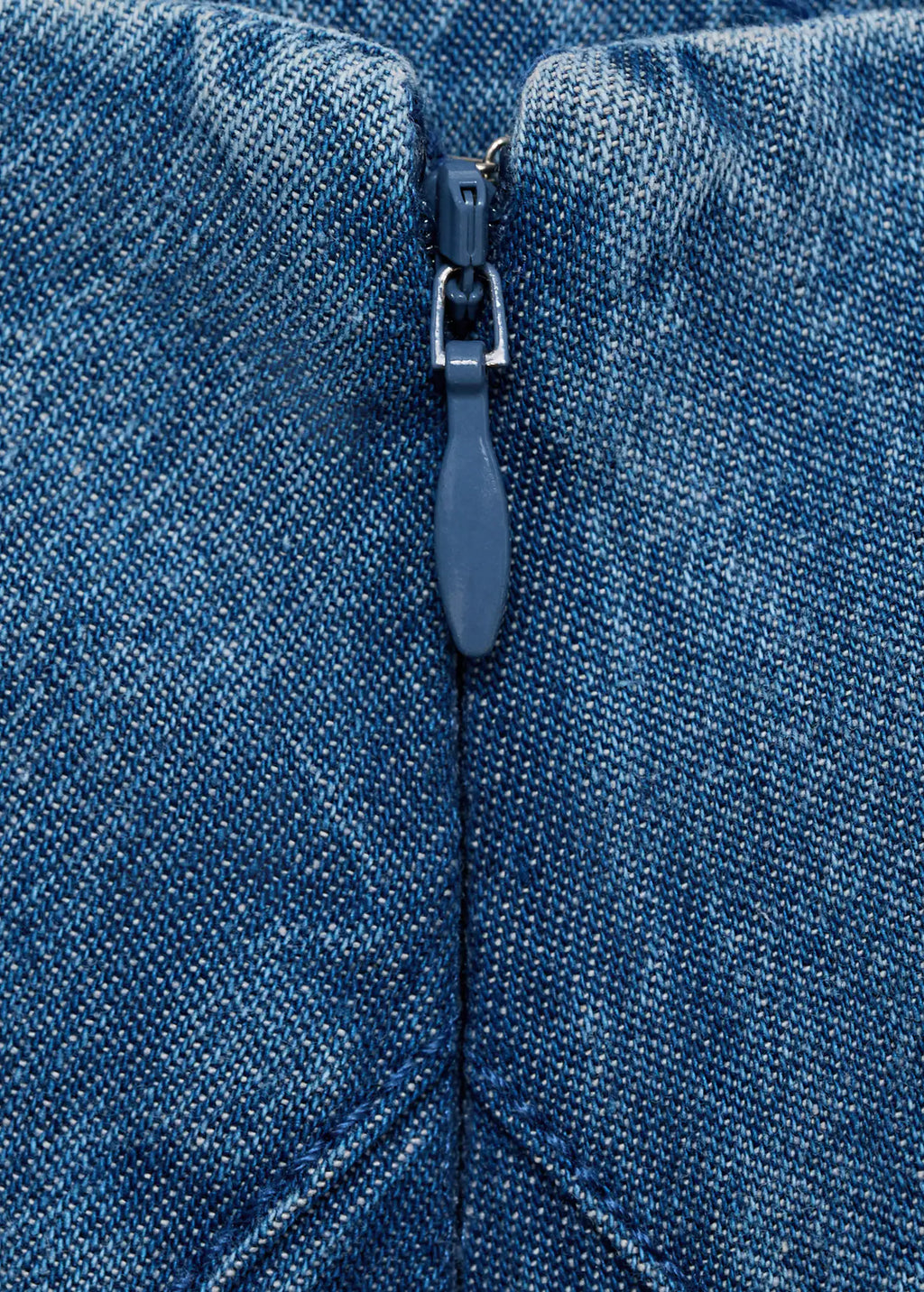 Denim Midi Skirt With Stitching