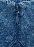 Denim Midi Skirt With Stitching