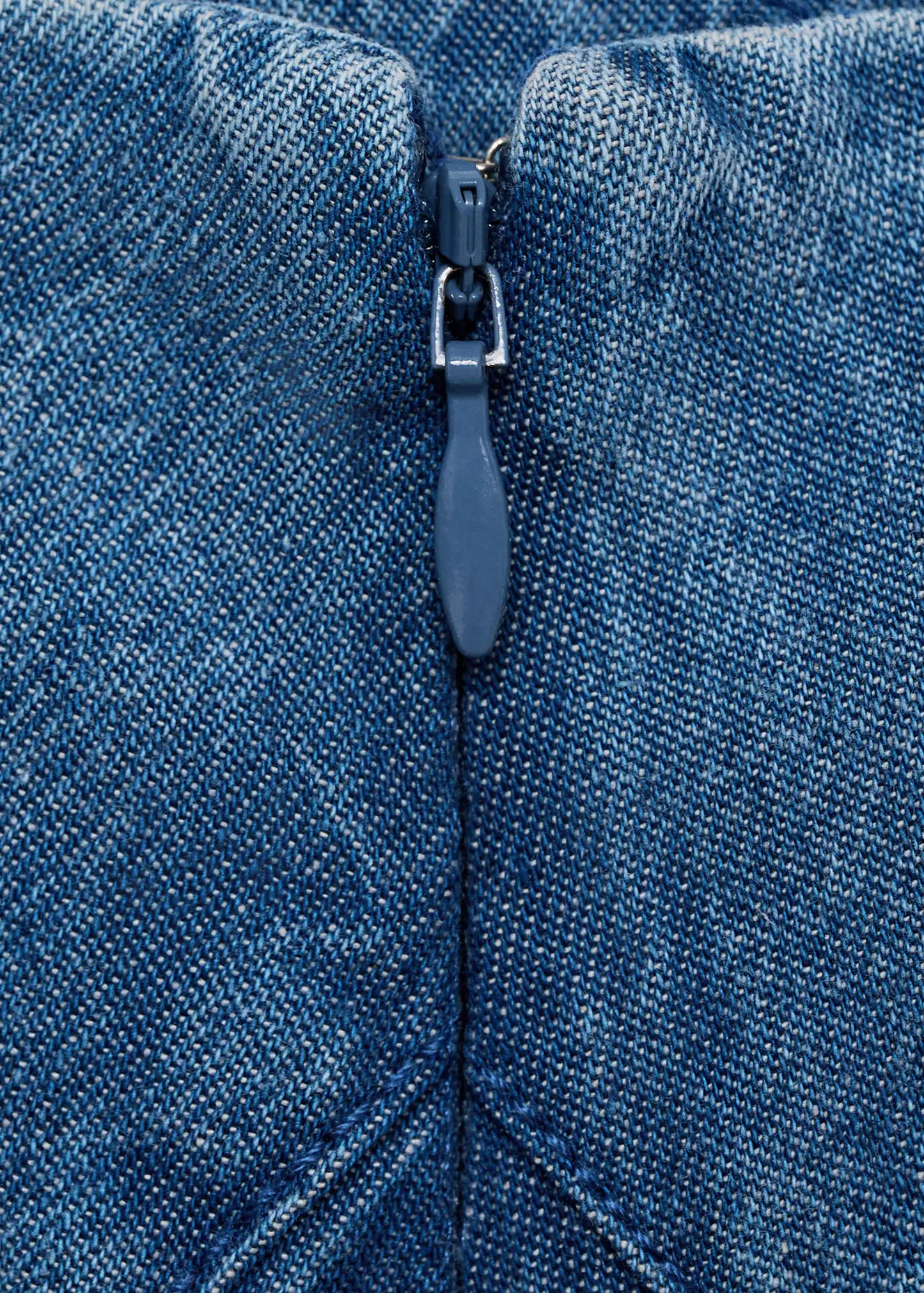 Denim Midi Skirt With Stitching