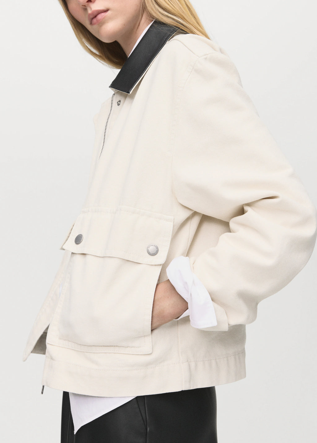 Denim Parka With Contrasting Collar